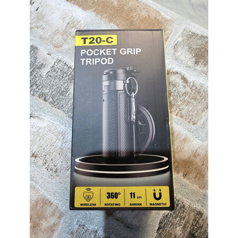 T20-C Pocket Grip Tripod Magnetic Wireless Remote 360 Rotating Compact Black